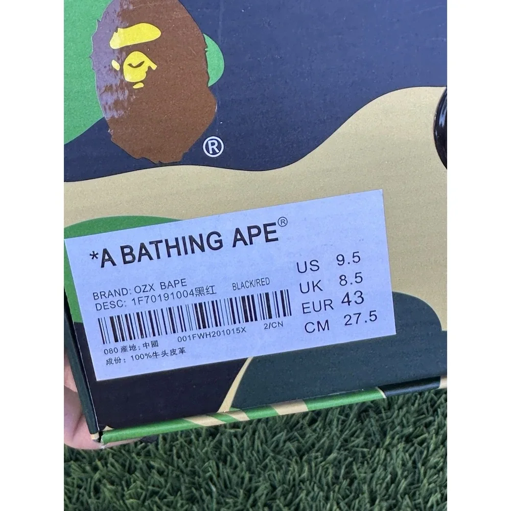 A Bathing Ape BAPE STA Shark Patent Black Red US 9.5 EU 43 w/ Box